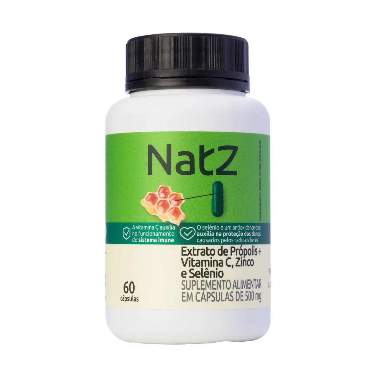 Extrato de Própolis + Vitamina C e Minerais Natz 60 Cápsulas