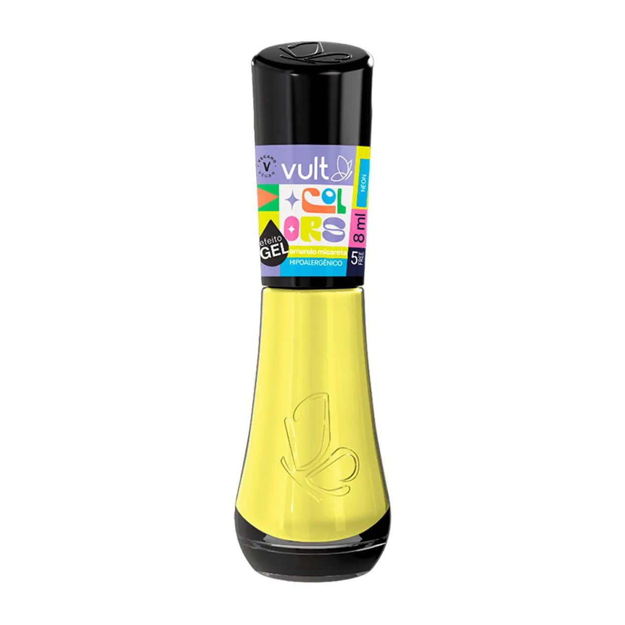 Esmalte Cremoso Vult Colors Efeito Gel Neon 5Free 8ml - Amarelo Picareta