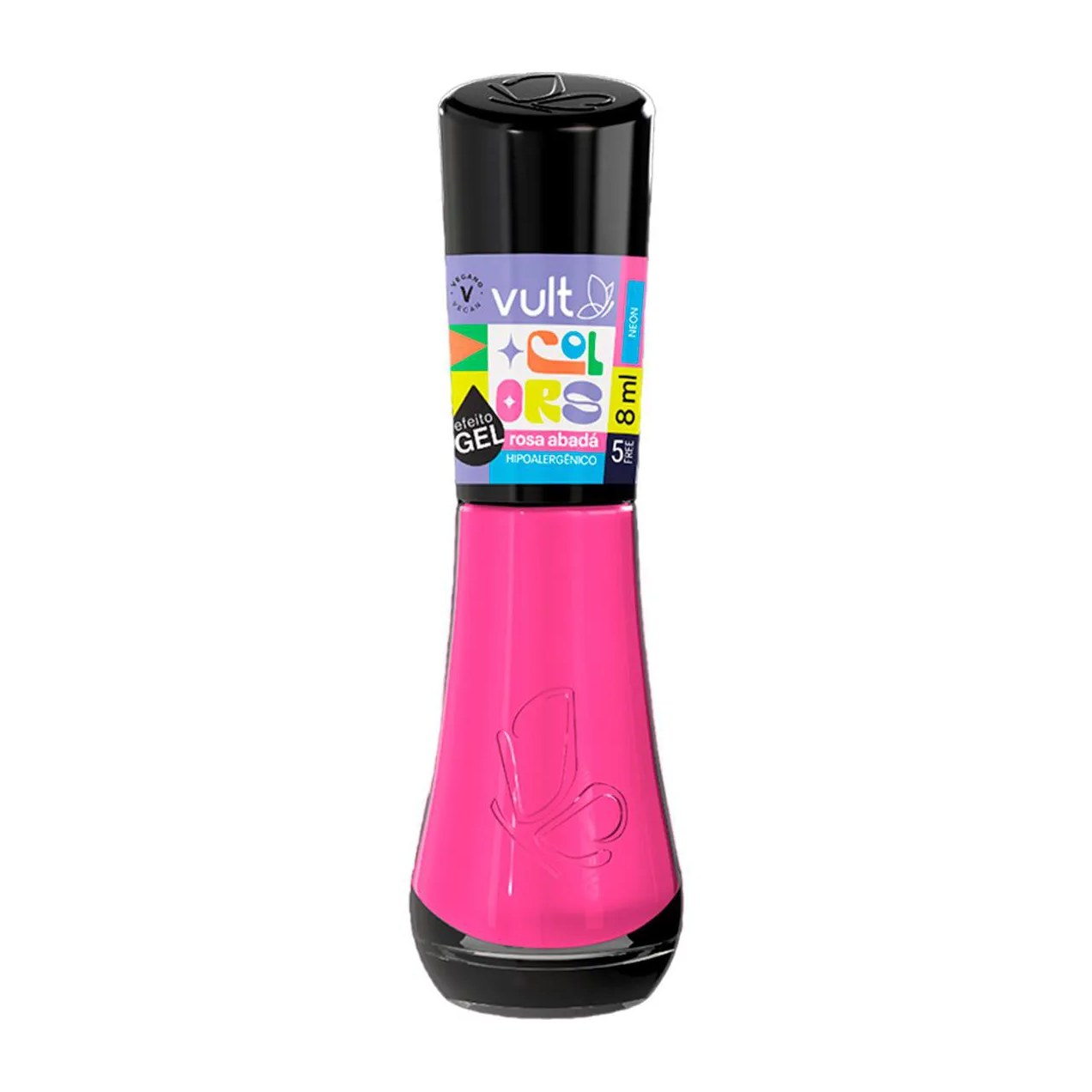 Esmalte Cremoso Vult Colors Efeito Gel Neon 5Free 8ml - Rosa Abadá