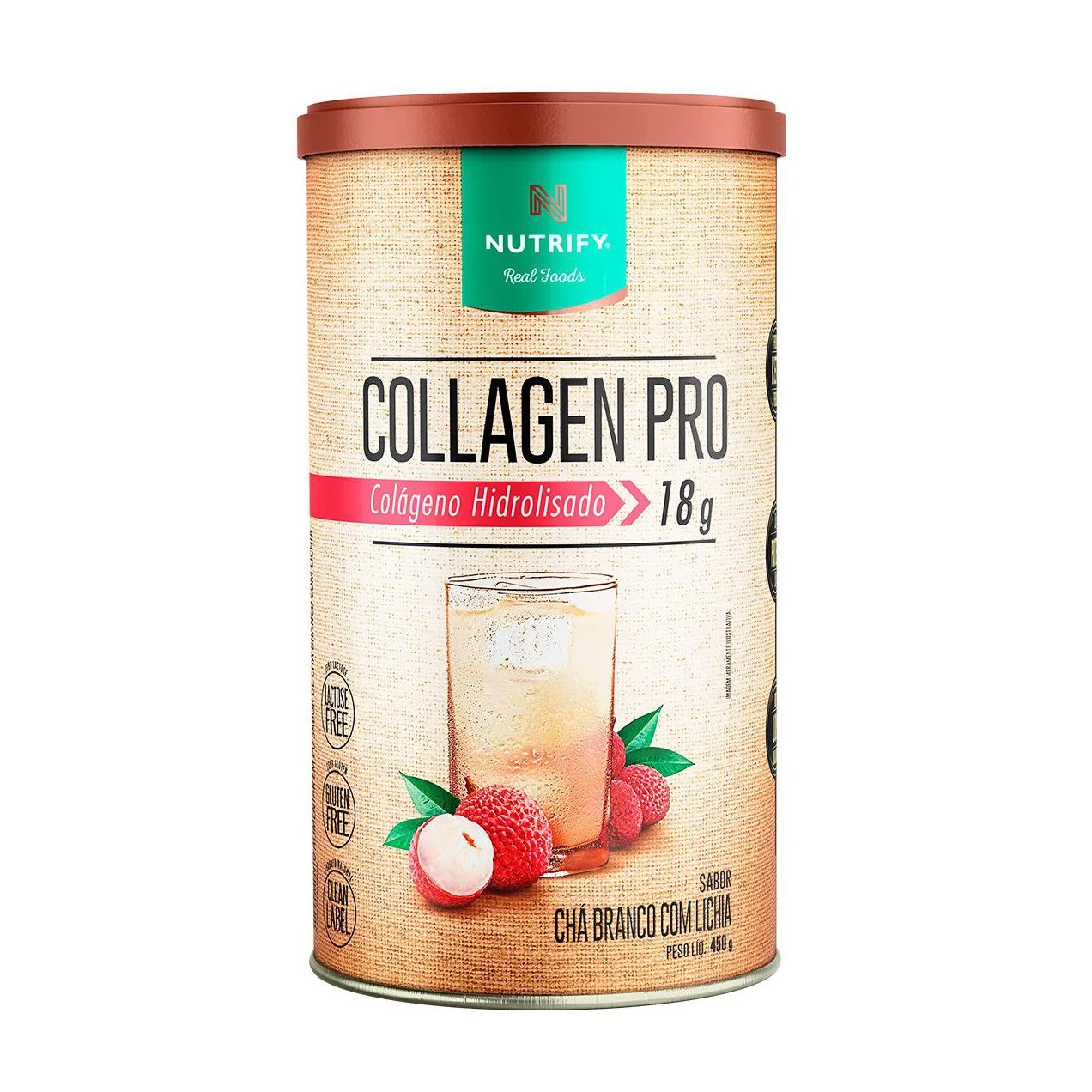 Colágeno Hidrolisado Nutrify Collagen Pro Chá Branco com Lichia 450g