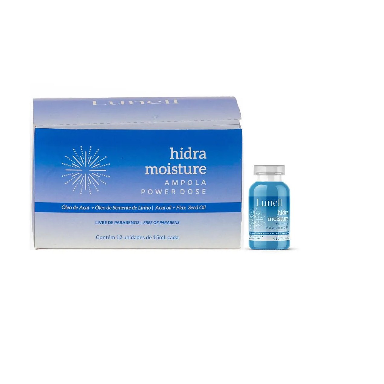 Caixa ampola power dose lunell hidra moisture 12x15ml