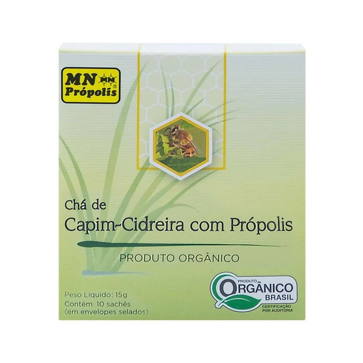Chá de Capim Cidreira com Própolis Orgânico com 10 Sachês Mn Food 15g