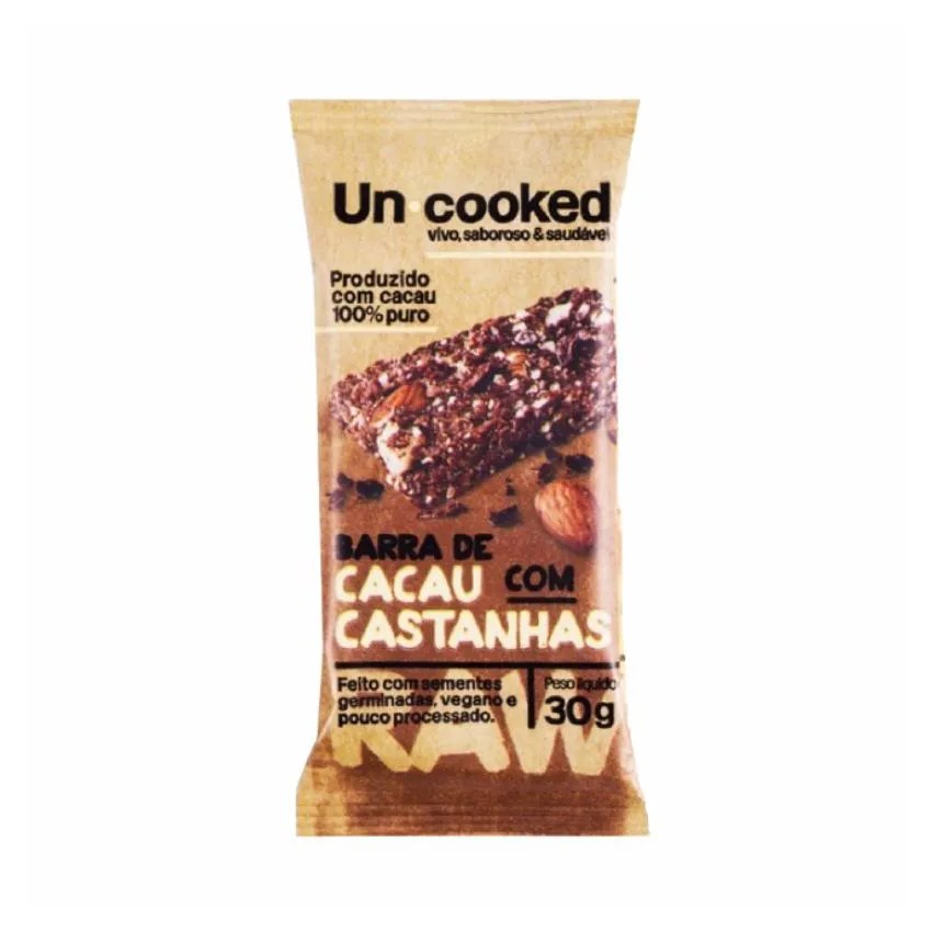 Kit 2x: Barra Cacau e Castanhas S/glúten Vegano Uncooked 30g