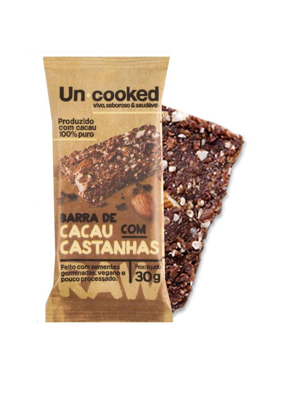 Barra de Cacau com Castanhas Sem Glúten Vegano Uncooked 30g