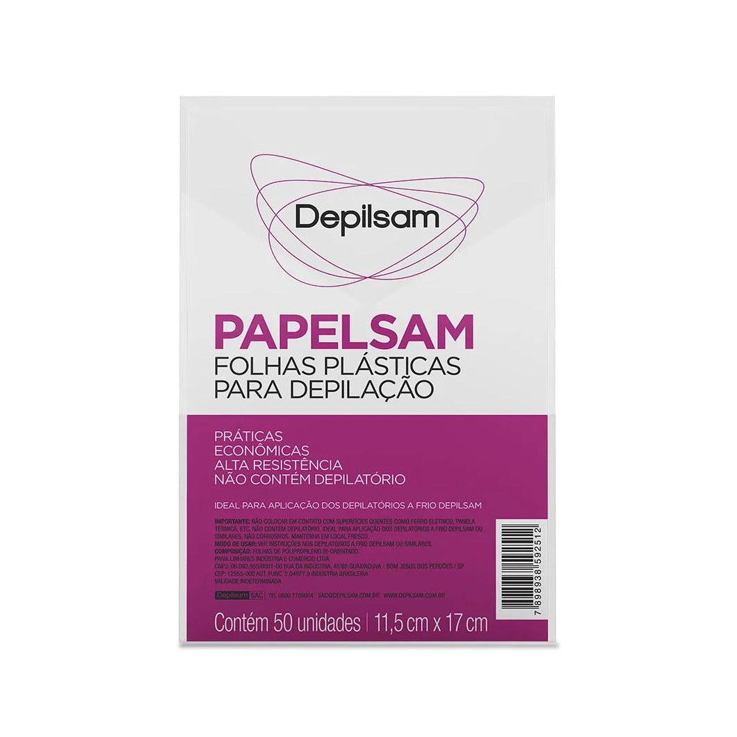 Papelsam Folhas Plásticas para Depilção Depilsam 50 Fls