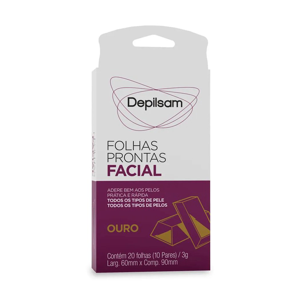 Folhas Prontas Facial Depilsam Ouro 10 Pares