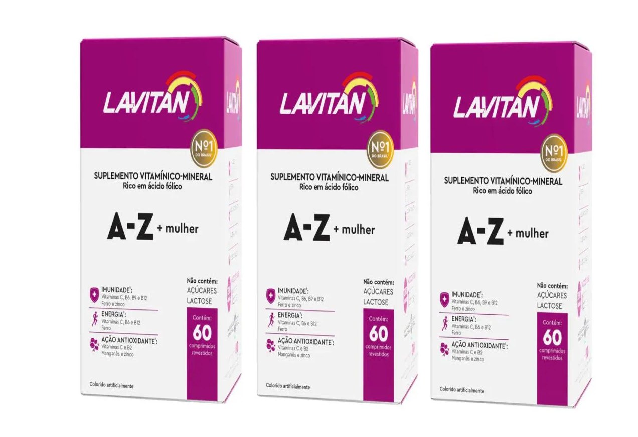 Kit 3 Lavitan A-z Mulher 60cps Revestidos - Cimed