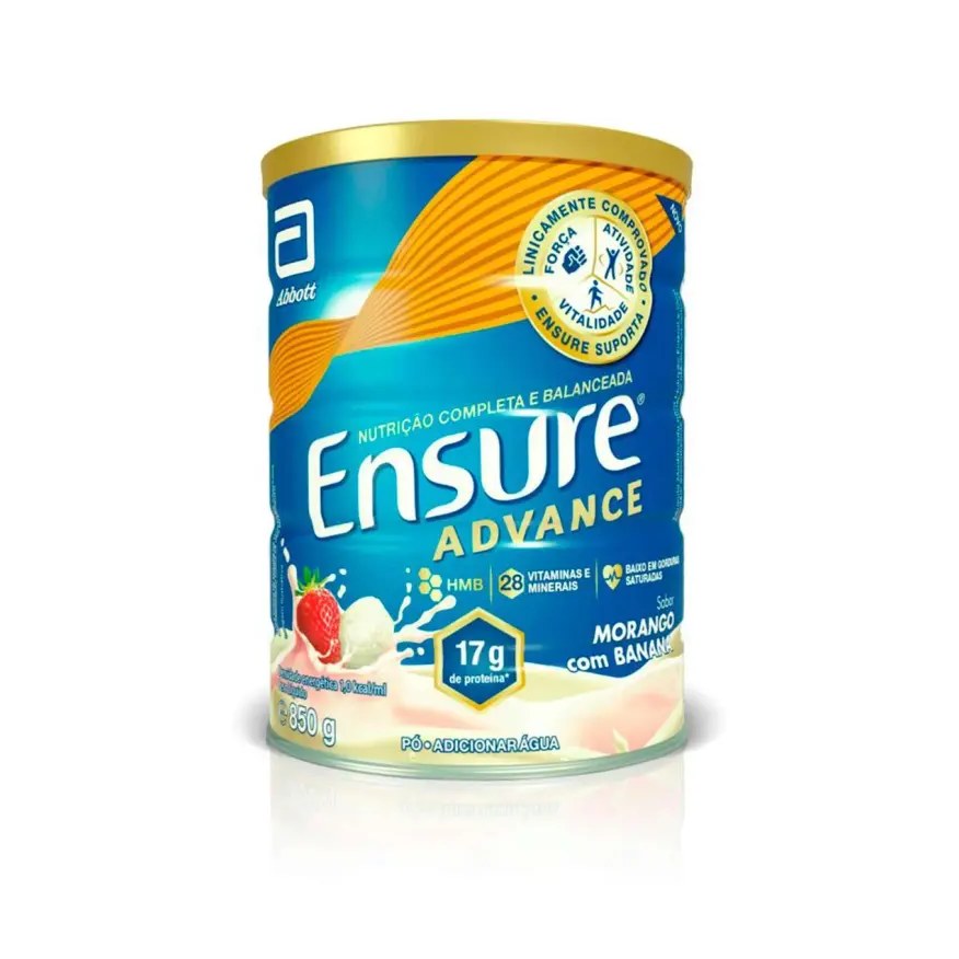 Suplemento Nutricional Ensure Advance Sabor Morango com Banana 850g