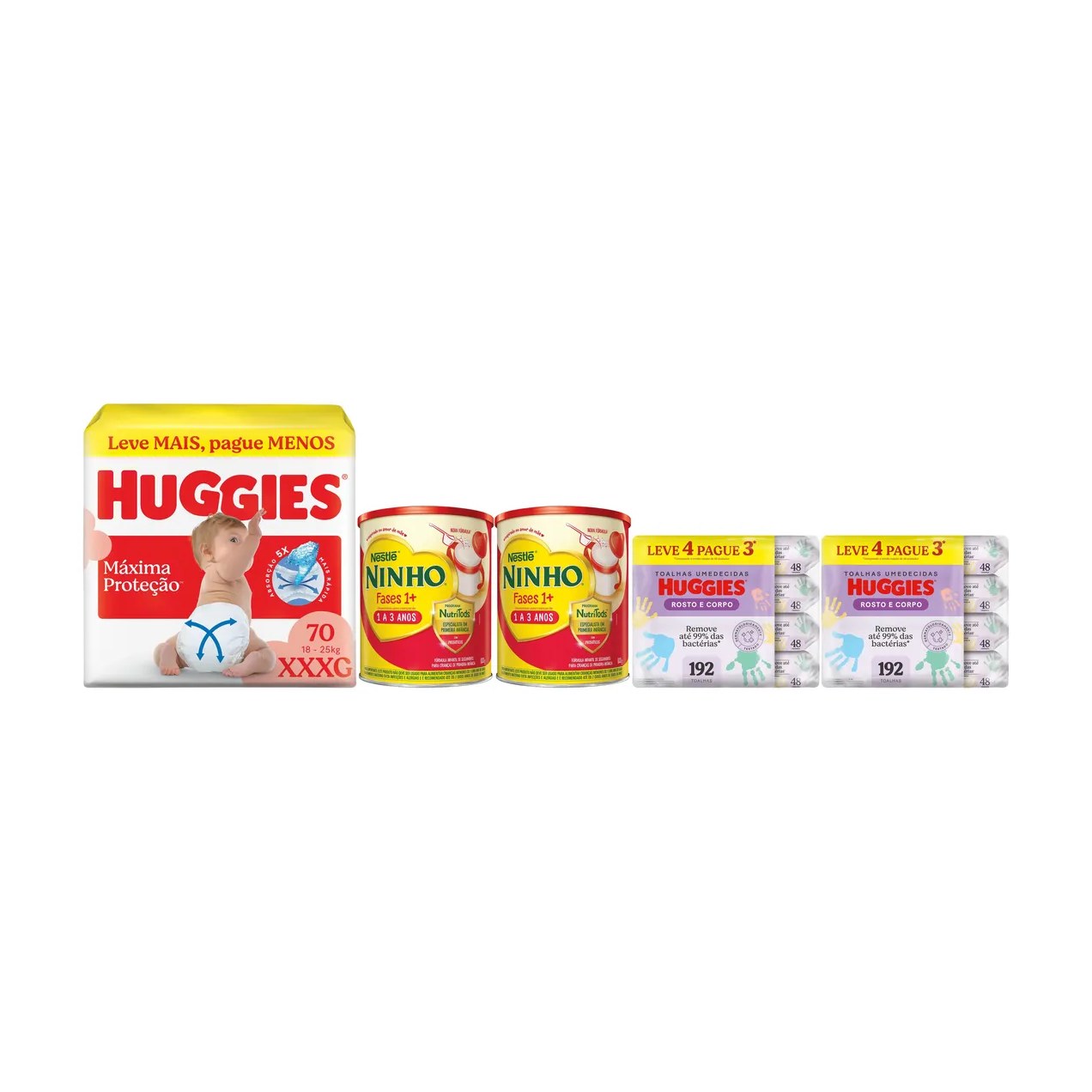 Kit Bebê Huggies Fralda XXXG com Fórmula Infantil Ninho 1+