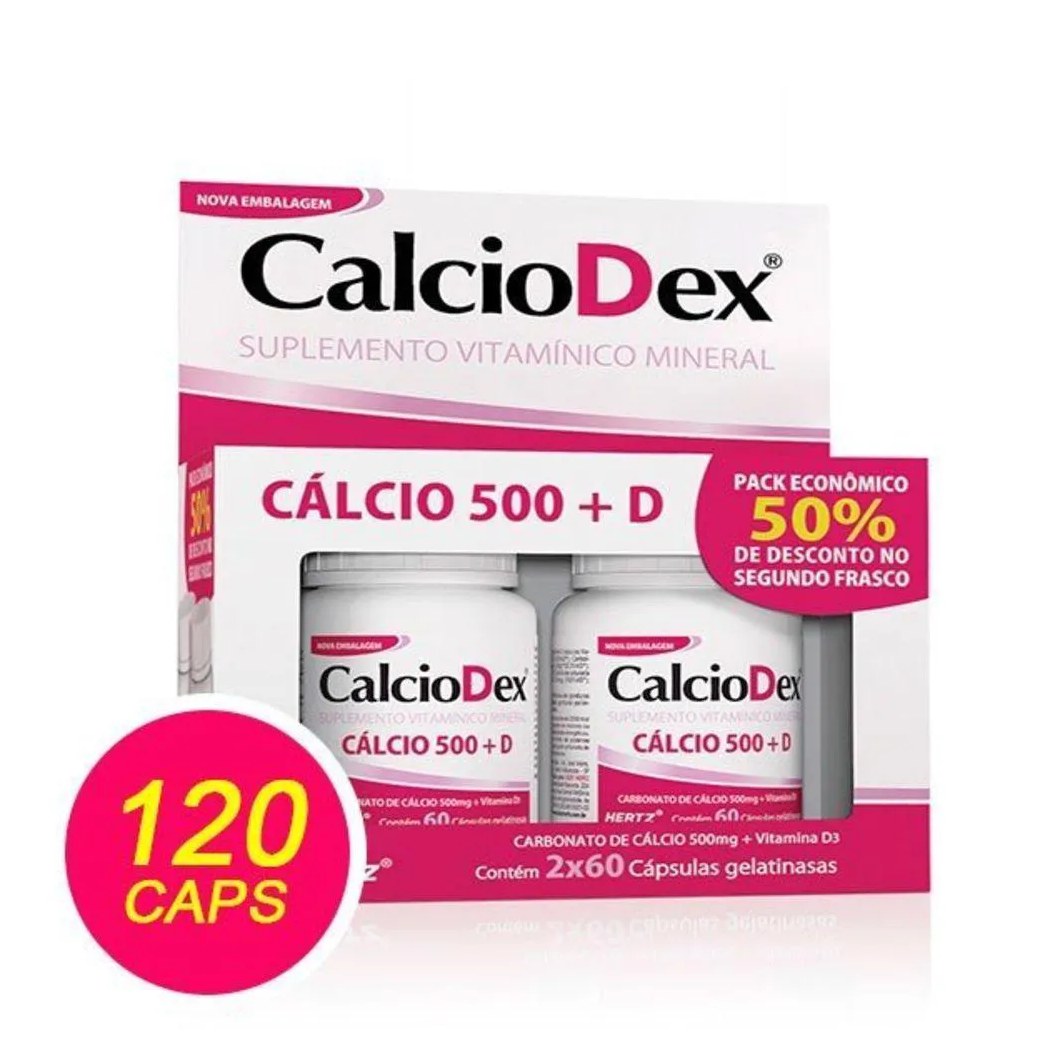Calciodex 500mg + D3 120 cápsulas - Kley Hertz