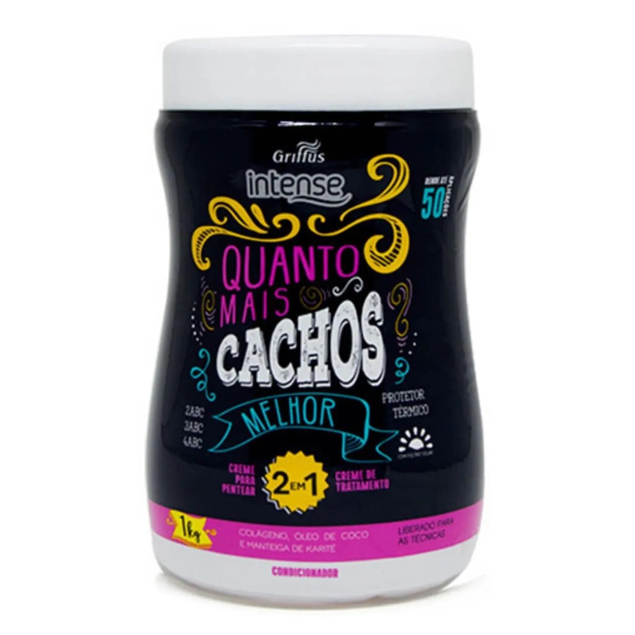 Creme para pentear e tratamento 2 em 1 vegano quanto mais cachos melhor intense griffus 1kg