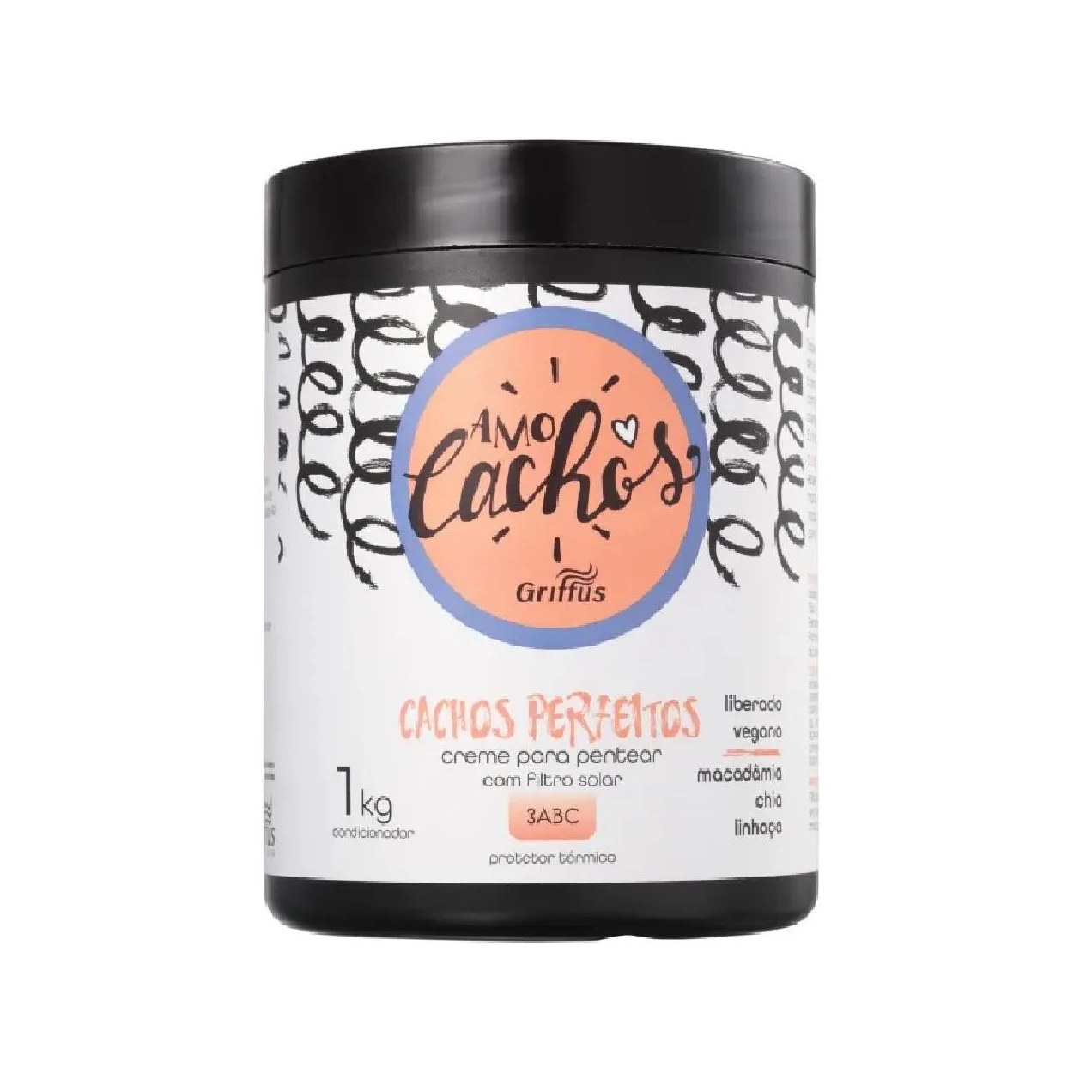 Creme para pentear cachos perfeitos 3abc vegano amo cachos griffus 1kg