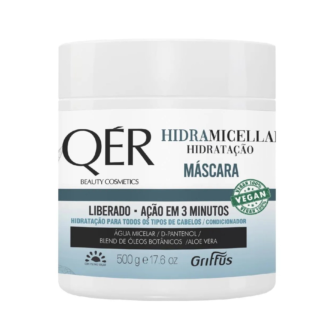 Máscara Hidratação Vegano Hidramicellar Qér Griffus 500g
