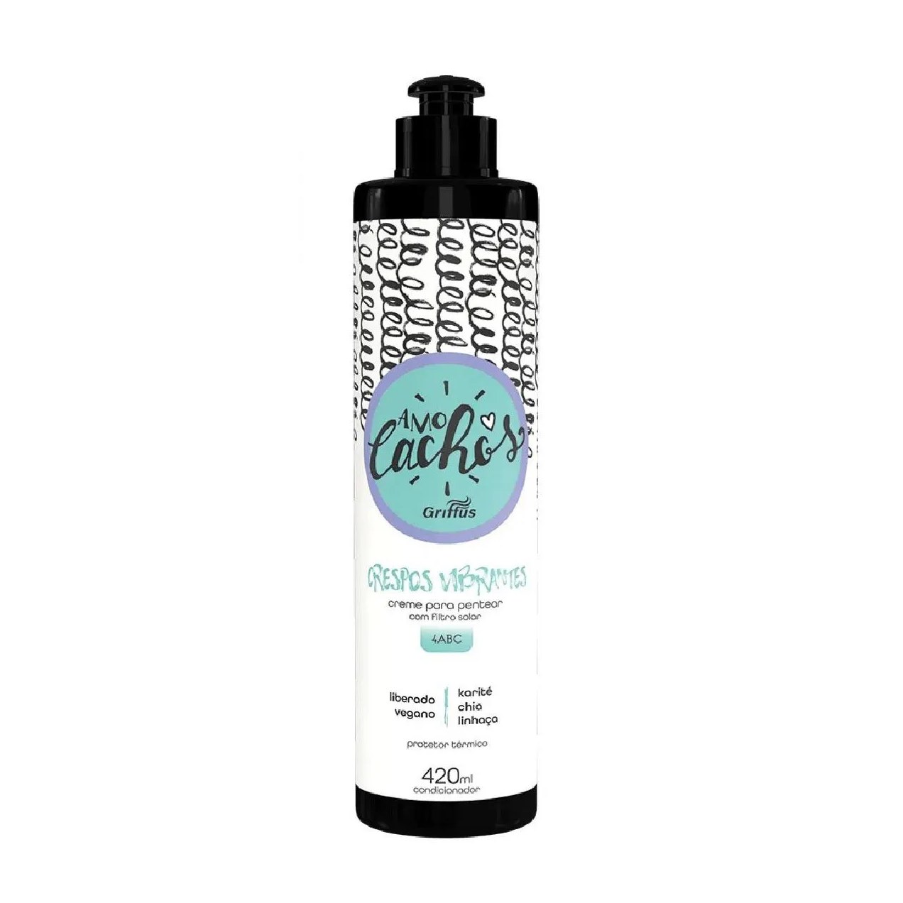Creme para Pentear Karité, Chia e Linhaça Crespos Vibrantes 4abc Vegano Amo Cachos Griffus 420ml