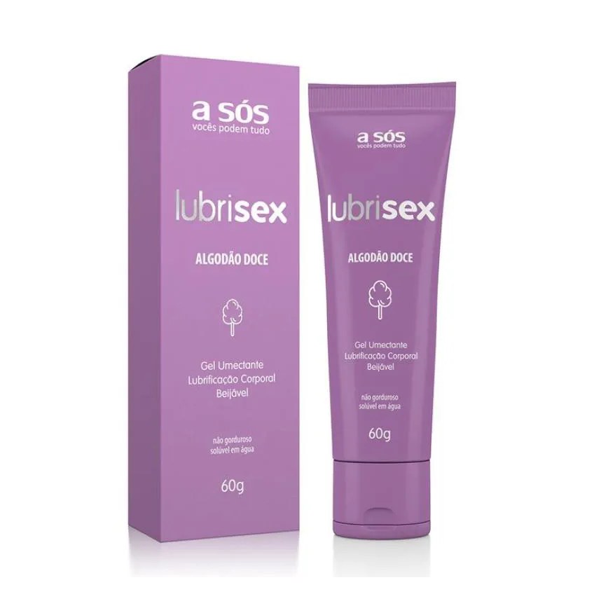 Gel Lubrificante Beijável Lubrisex Algodão Doce 60g