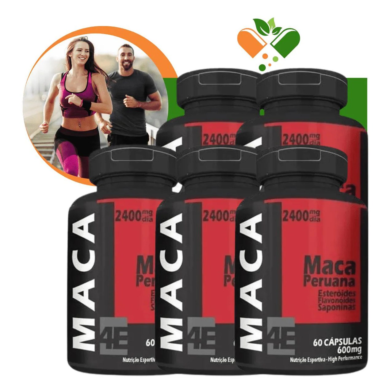 Kit com 5 Potes Maca Peruana 600mg 60 cápsulas