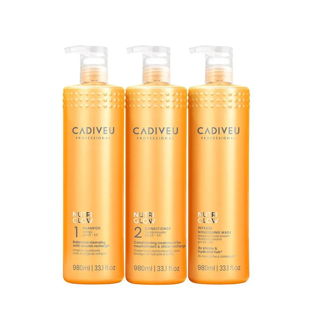 Kit Cadiveu Professional Nutri Glow Shampoo Condicionador Máscara Litro (3 Produtos)