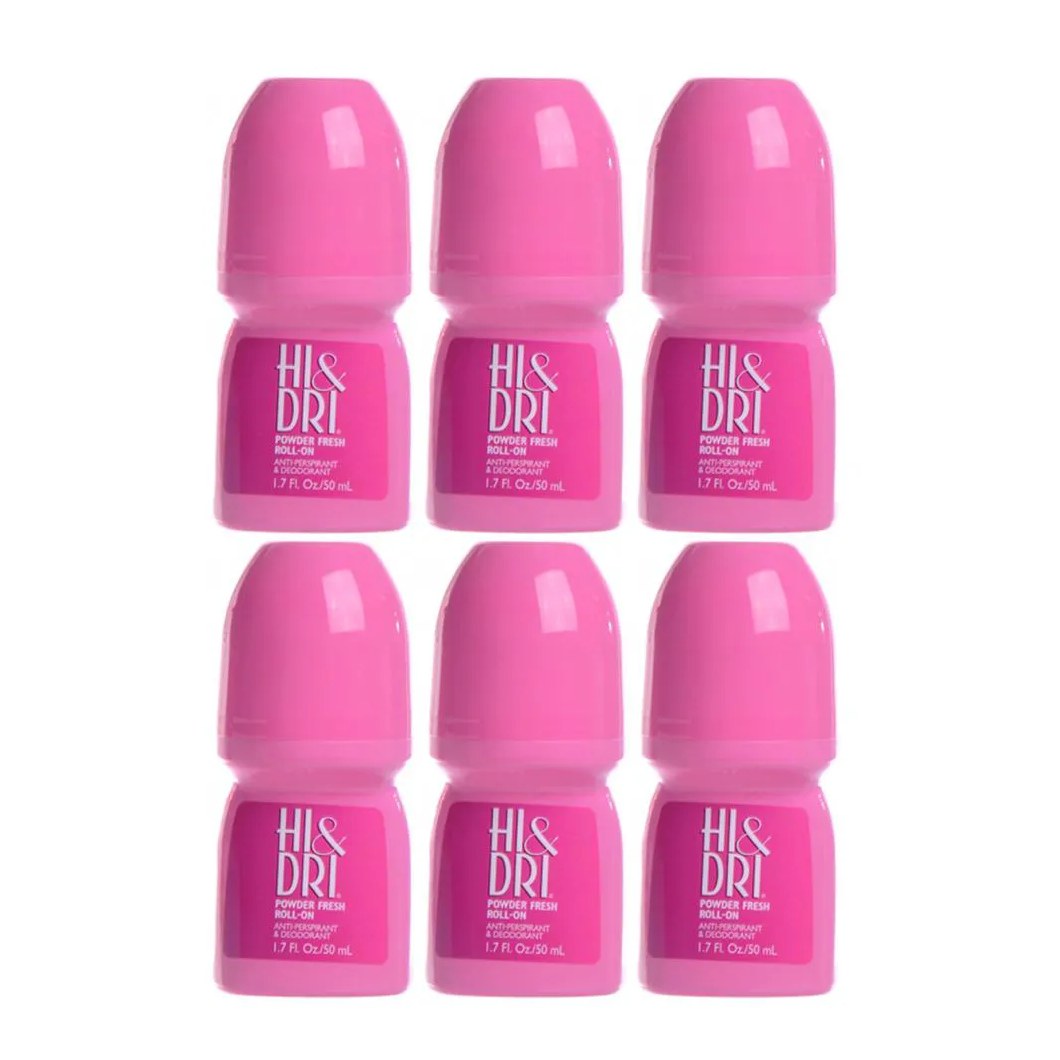 Kit Desodorante Antitranspirante Roll-on Hi & Dri Powder Fresh Feminino 50ml 6 unidades
