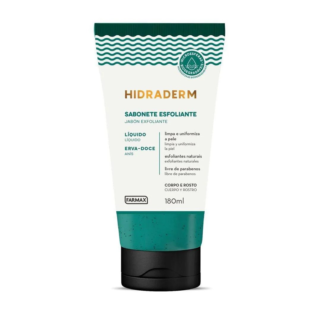 Sabonete Liquido Esfoliante Hidraderm Erva Doce 180ml Farmax