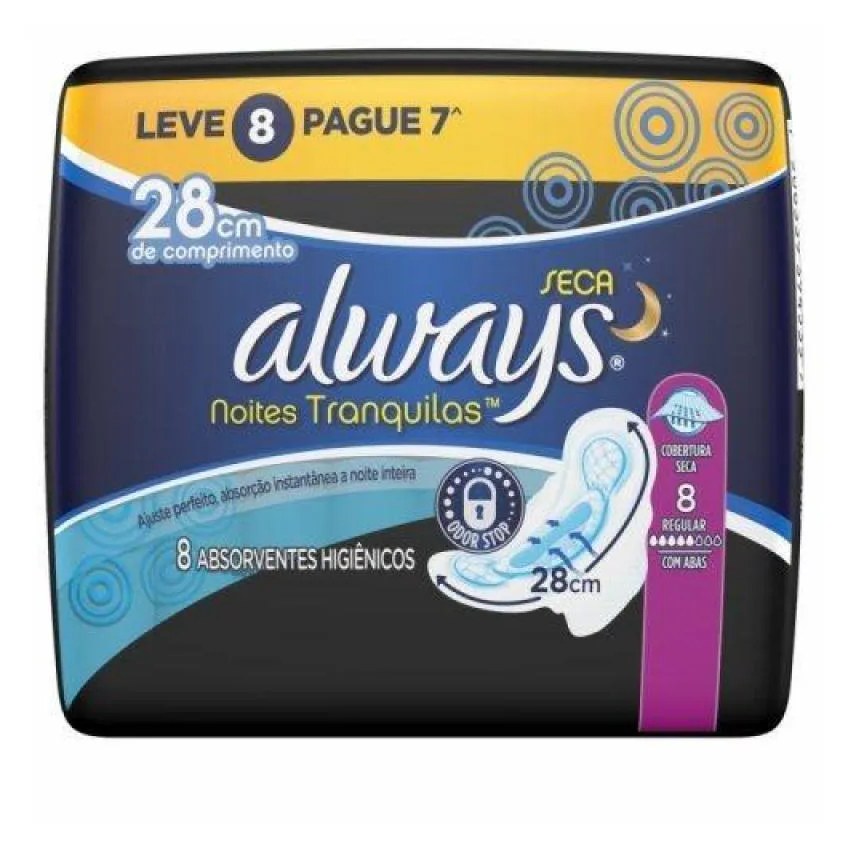 Abs Always Noturno Seca 28cm C/ Abas C/ 8