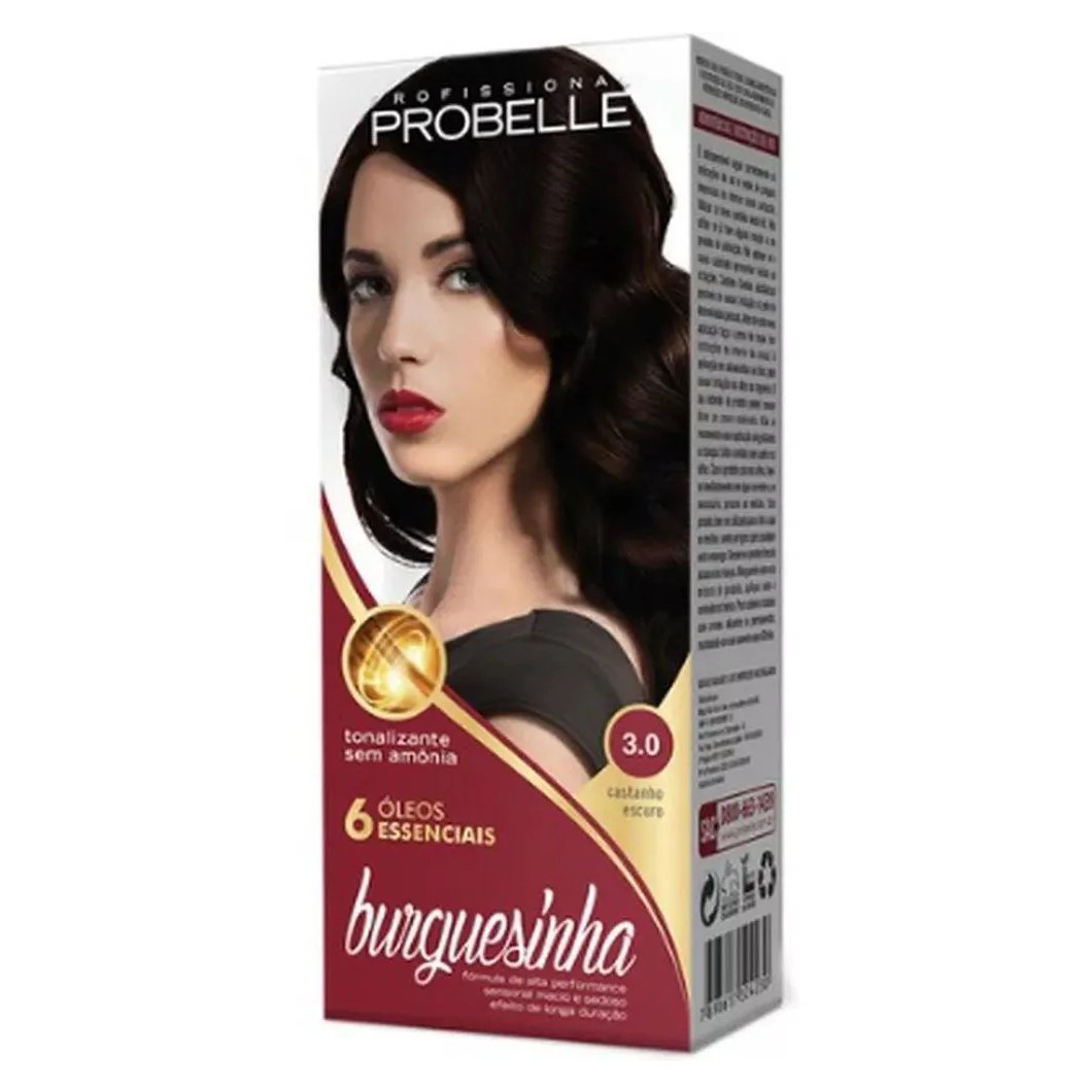 Tintura Probelle Burguesinha sem Amonia 3.0 Castanho Escuro