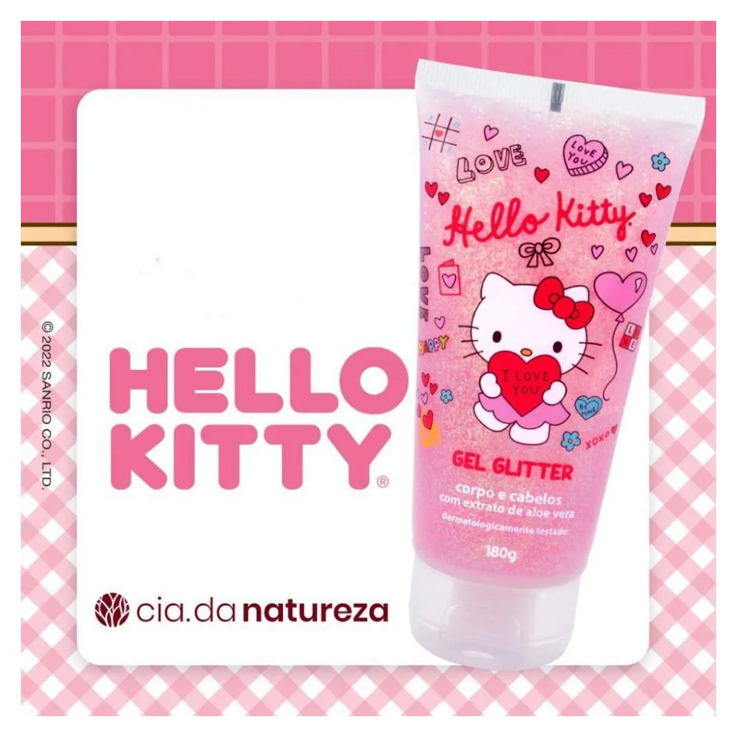 Gel Infantil Cabelo e Corpo Glitter Hello Kitty 180gr