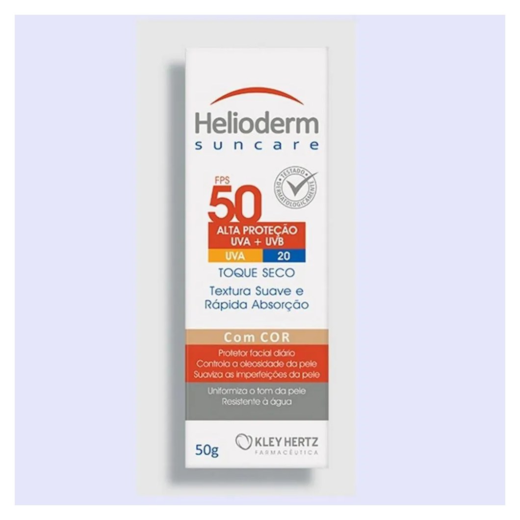 Helioderm Protetor Facial Fps50 Toque Seco com Cor 50g