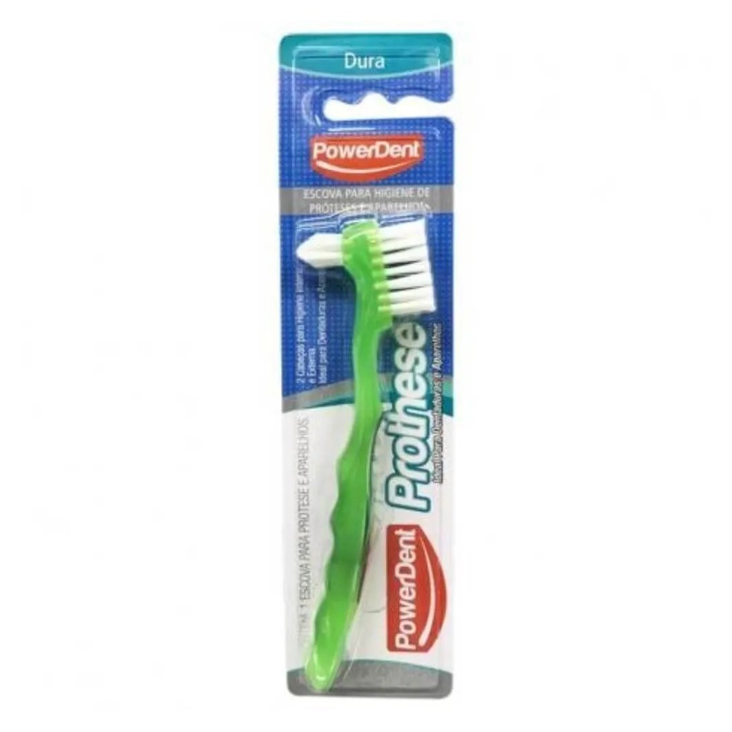 Escova Dental Duas Cabecas Dura Prothese Power Dent R1473