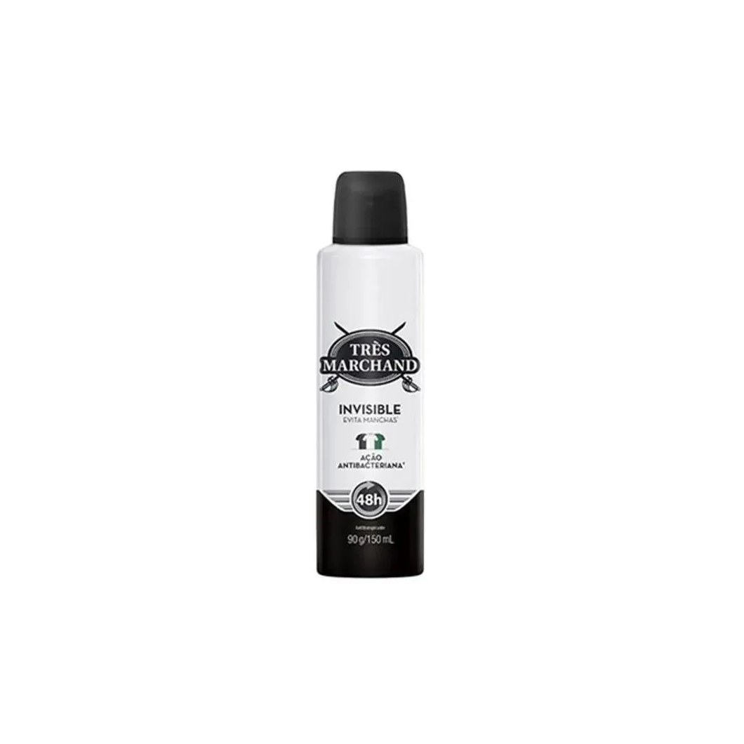 Desodorante Antitranspirante Aerosol Très Marchand Invisible Masculino 48h 150ml