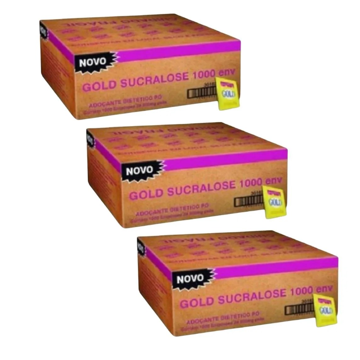 Kit 3uni Gold Adoçante Sucralose em Pó - Cx. 1000 Env. - Gold