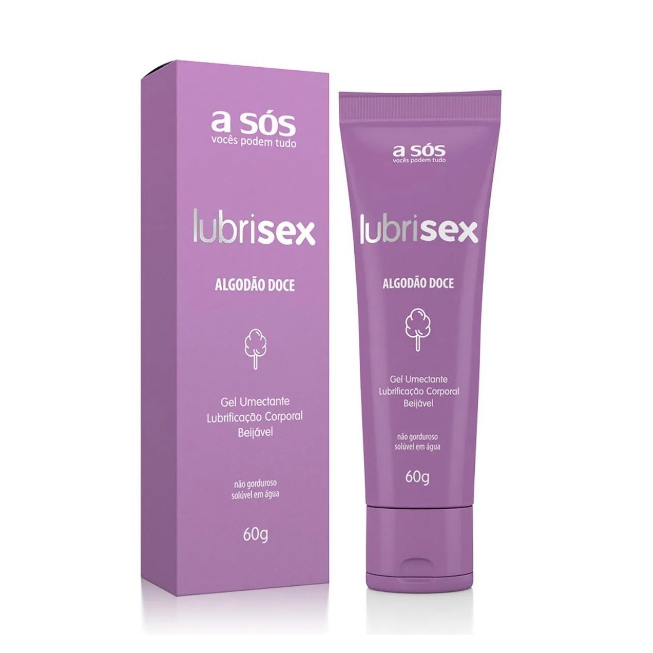 Gel de Algodao Doce Beijável e Hipoalergênico Lubrisex 60g