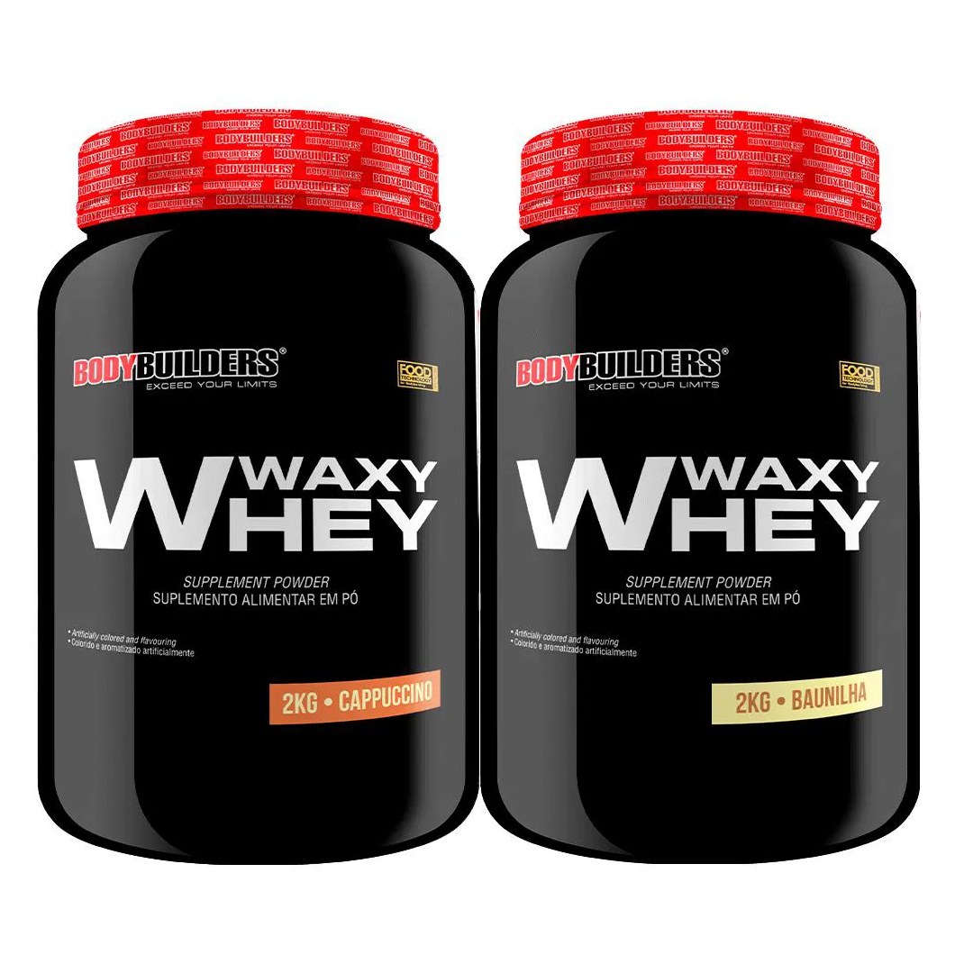 2x Whey Protein Waxy Whey (35%) - 2kg - Bodybuilders Baunilha e Cappuccino
