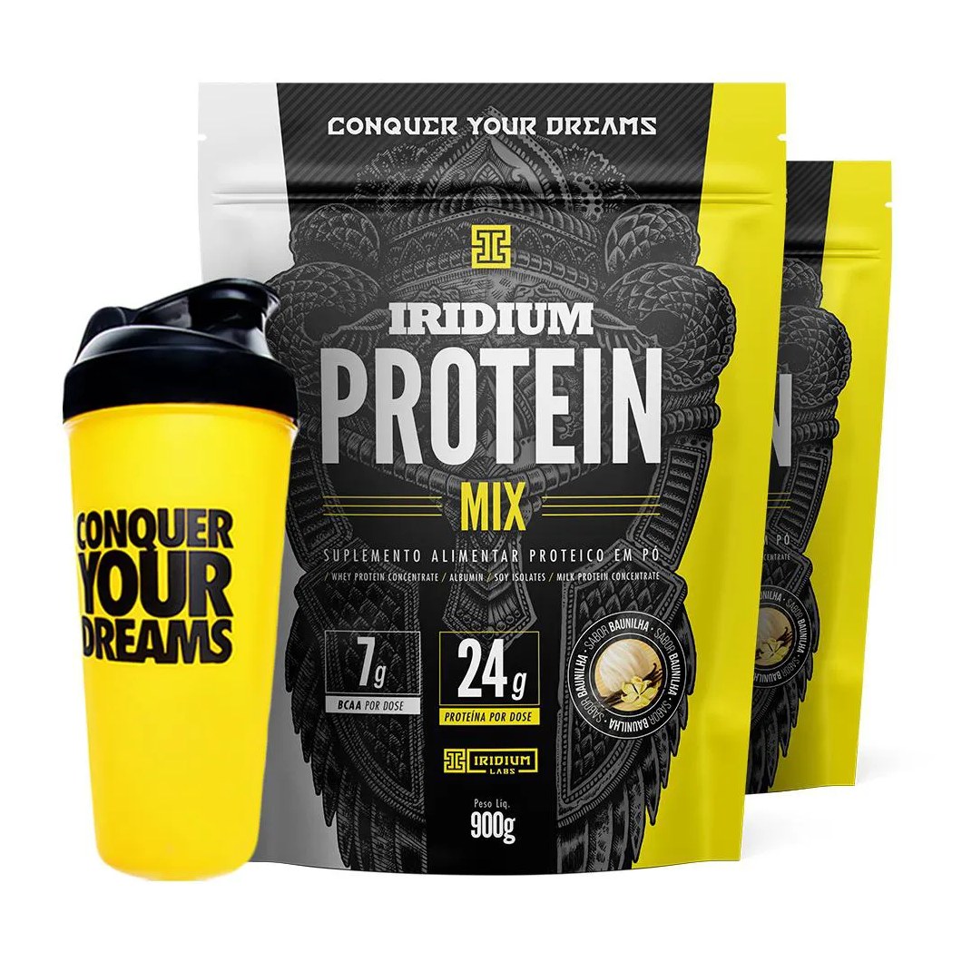 Kit 2x Whey Protein Mix 900g + Coqueteleira