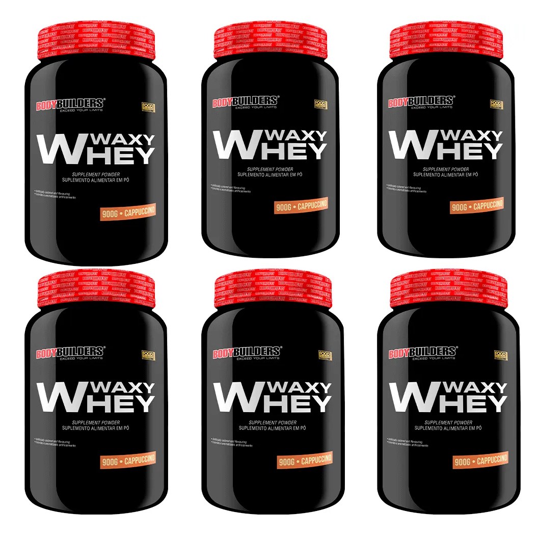Kit 6x Whey Protein Waxy Whey 900g - Bodybuilders Cappuccino