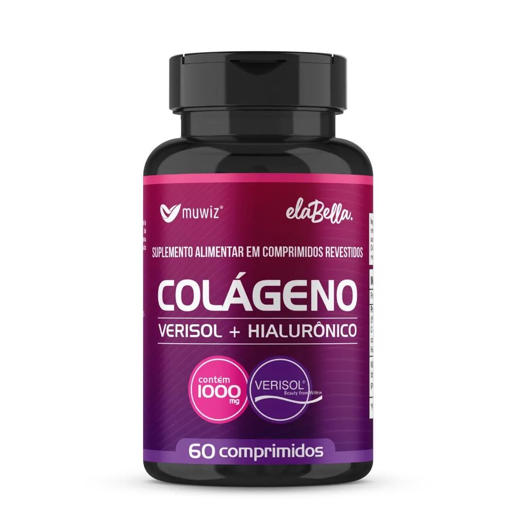 Ácido Hialurônico com Colágeno Verisol 60 comprimidos 1000mg Muwiz
