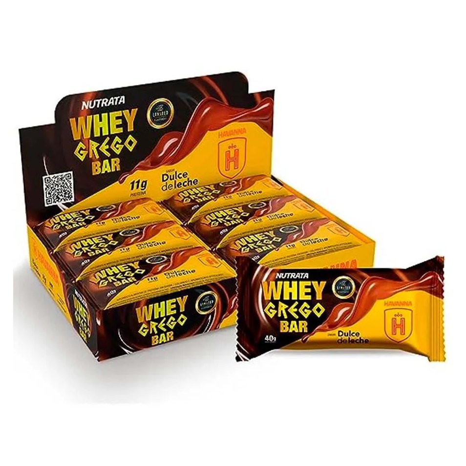 Whey Grego Bar Sabor Doce de Leite Havanna Display 12UN