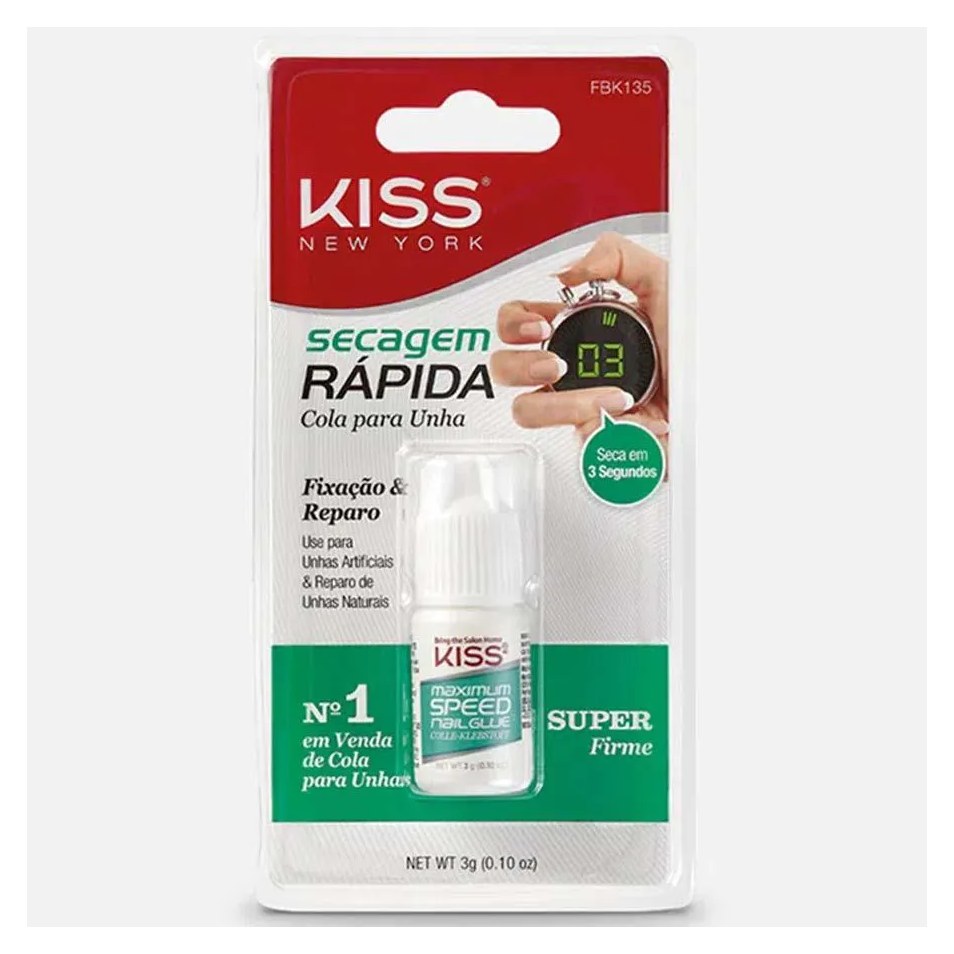 Cola para Unha Secagem Rápida Mazimum Speed Nail Glue 3G Kiss