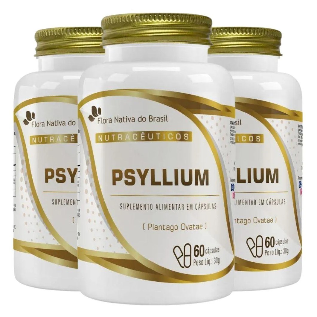 Kit 3x Psyllium 60 Cápsulas - Flora Nativa