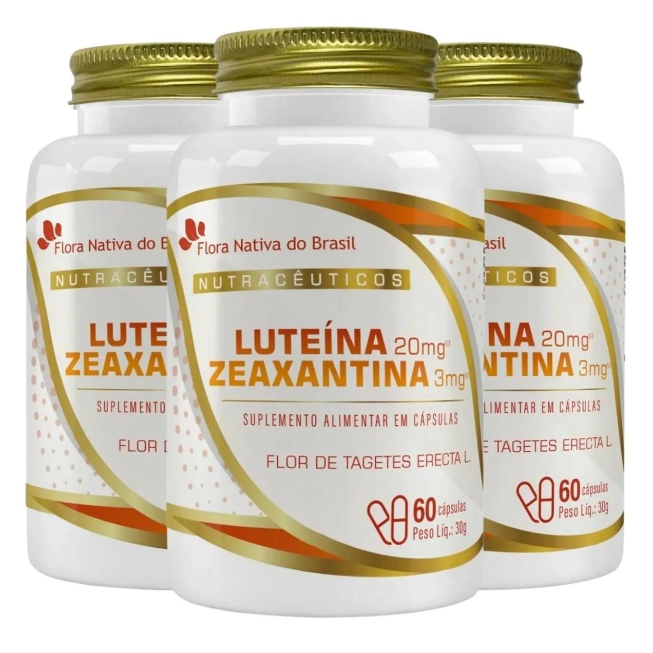 Kit 3x Luteína 20mg com Zeaxantina 3mg 60 cápsulas - Flora Nativa