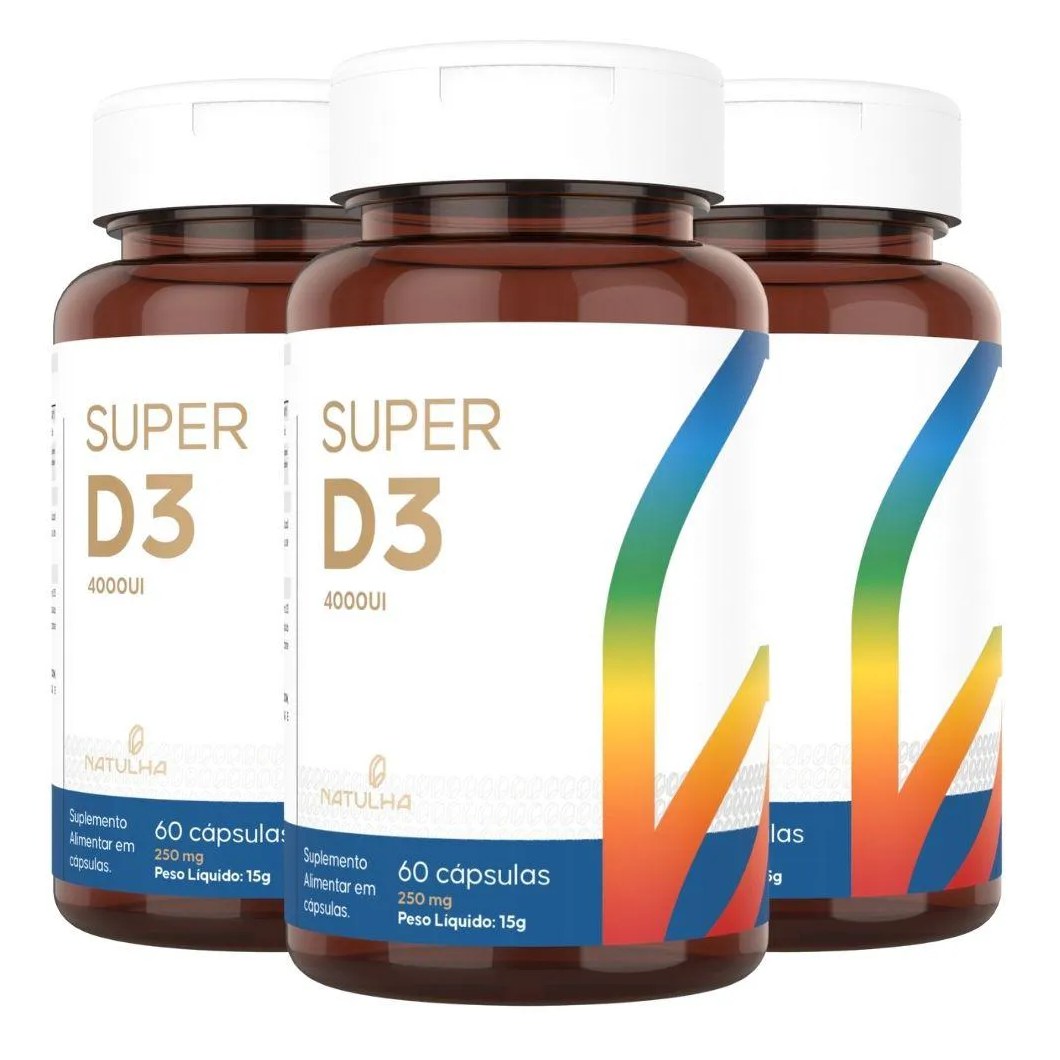 Kit 3x Super D3 4000ui 60 cápsulas - Natulha