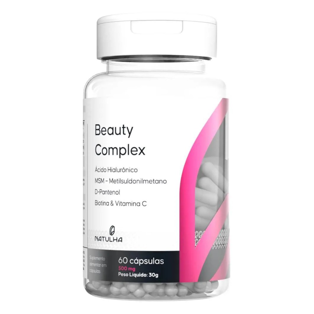 Beauty Complex (ácido Hialurônico, Msm, D-pantenol, Biotina e Vitamina C) 60 cápsulas - Natulha