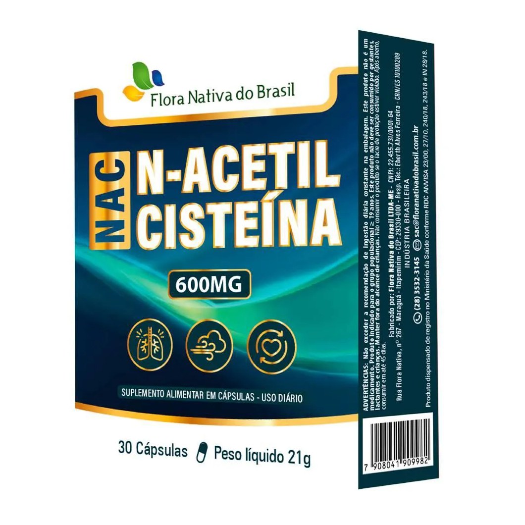 Nac (acetilcisteina) 600mg 30 cápsulas - Flora Nativa
