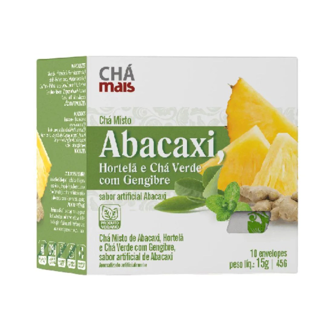 Chá Misto de Abacaxi, Hortelã, Chá Verde e Gengibre 10 Sachês - Chá Mais
