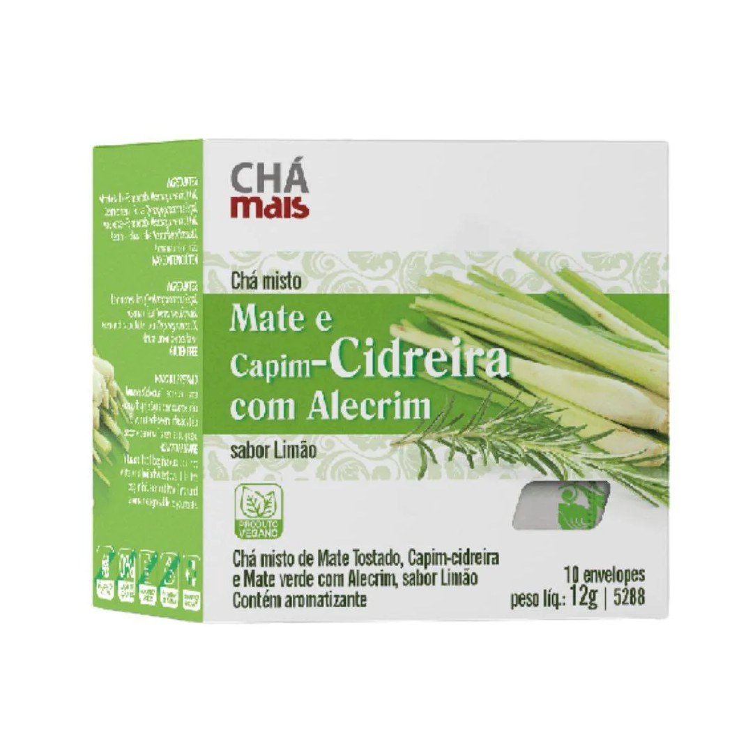 Chá Misto de Mate com Capim-cidreira e Alecrim 10 Sachês - Chá Mais