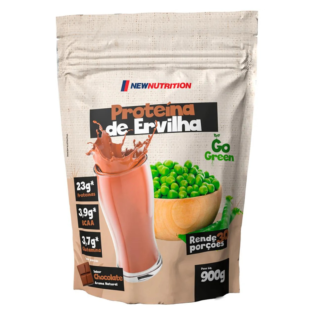 Proteína de Ervilha New Nutrition Vegana Chocolate em Pó 900g
