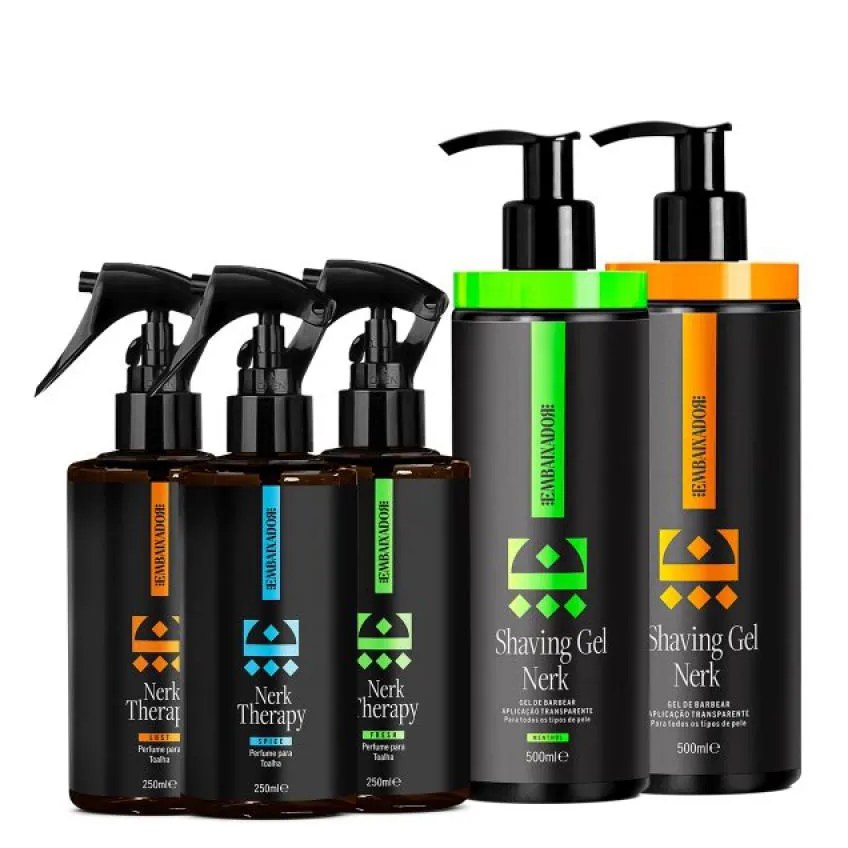2 Shaving em Gel Nerk 500ml + 3 Perfume Toalha Nerk Therapy