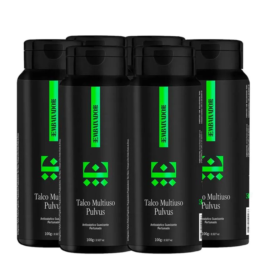 Kit 06 Talco Multiuso Pulvus Menthol Embaixador 100g