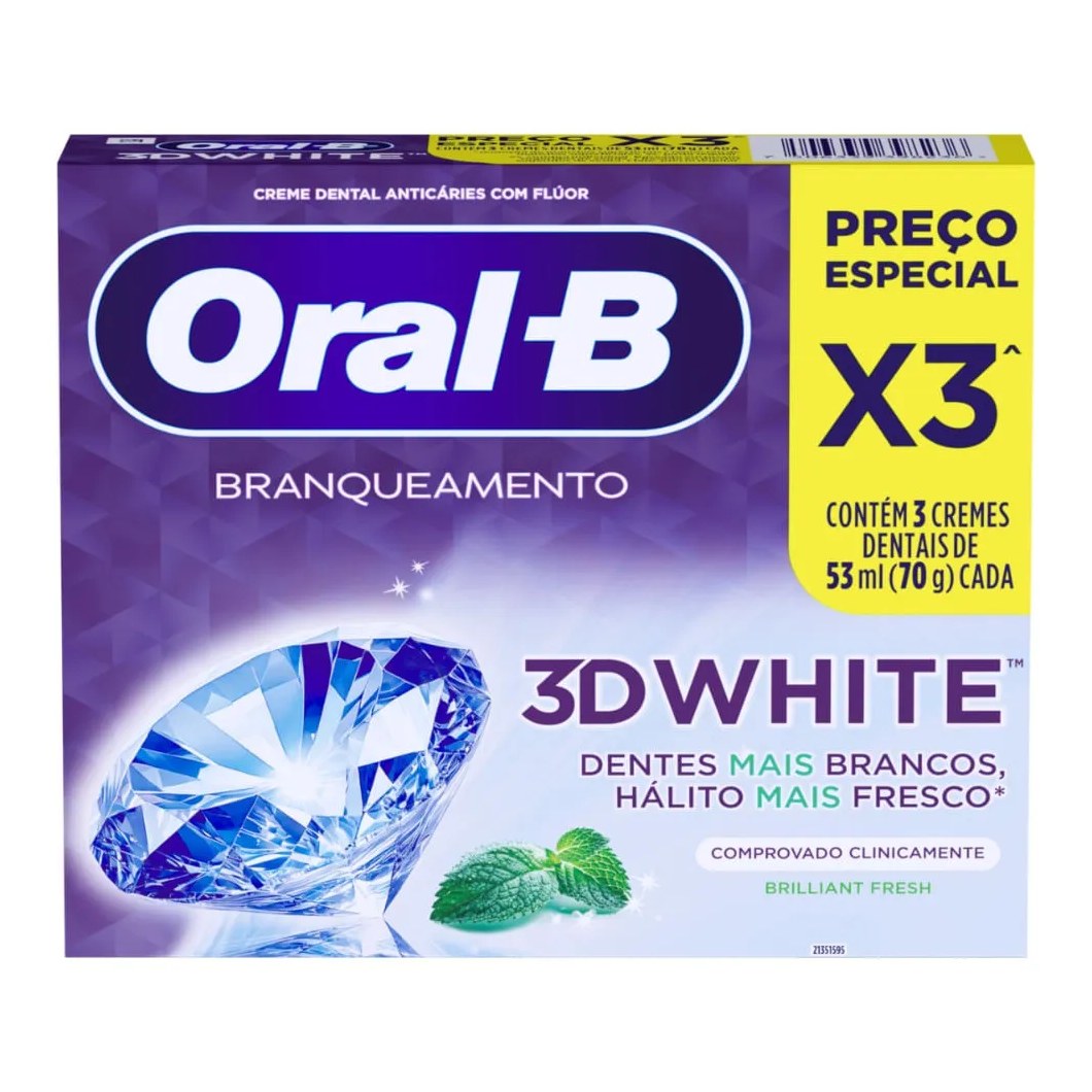 Creme Dental Oral-b 3d White Brilliant Fresh 70g