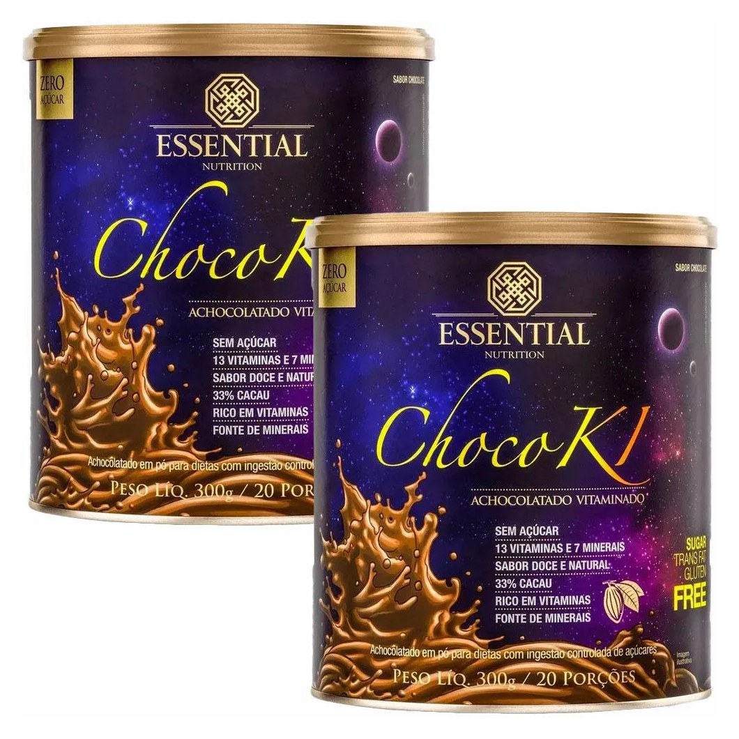 Kit 2x Chocoki Achocolatado Vitaminado - 300g - Essential Nutrition