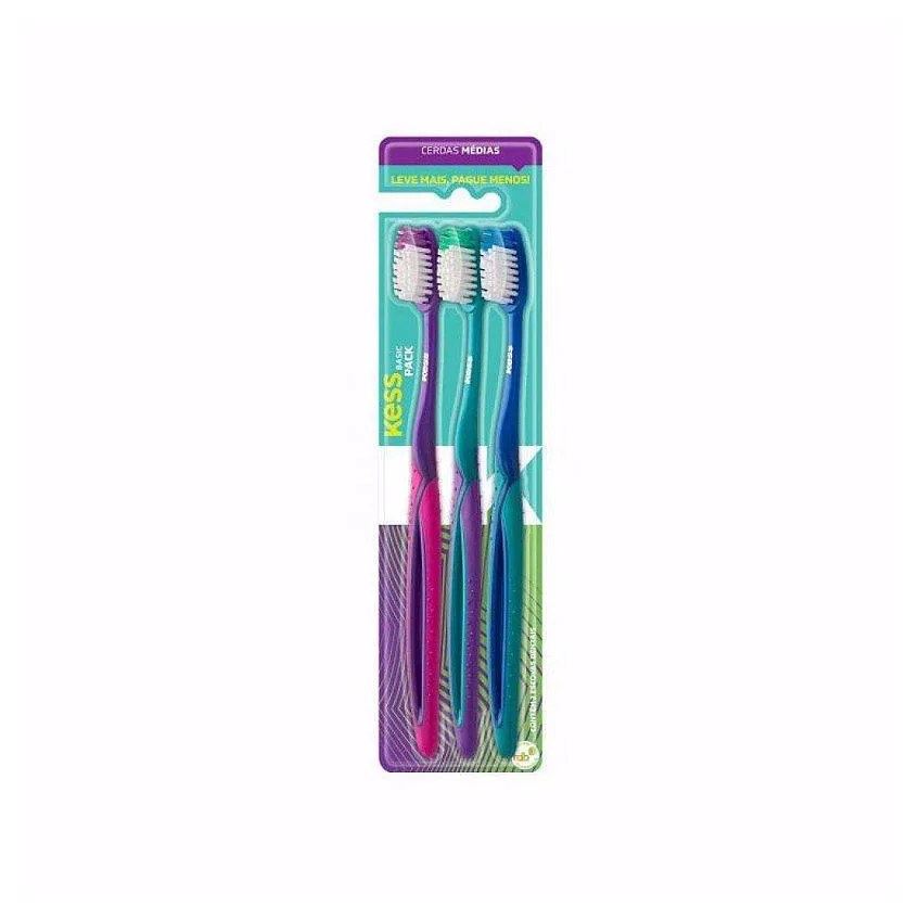 Kess Pack Escovas Dentais Basic Plus (3 Unidades)